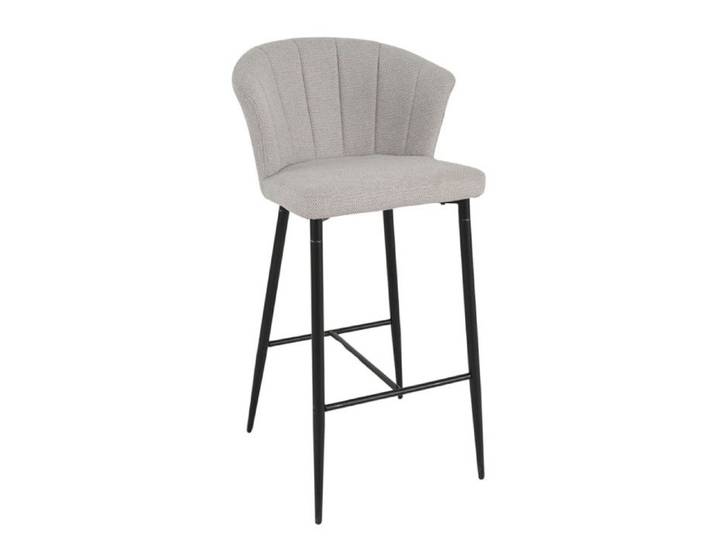 Tabouret de bar en tissu gris clair avec piètement métal – MONTREAL Meubletmoi