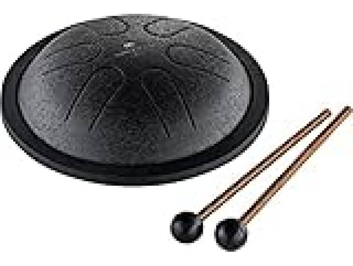 Sonic Energy Steel Tongue Drum – Mini Tank Drum en Do majeur – instrument en acier inoxydable pour la méditation, le yoga, les enfants - mailloches et sac inclus (MSTD1BK)