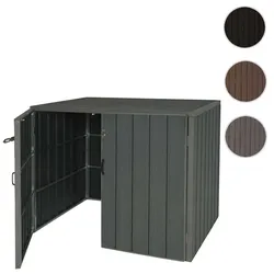 XL 2er-/4er-WPC-Mülltonnenverkleidung HWC-J28, Premium Mülltonnenbox, Metall Holzoptik, erweiterbar ~ grau