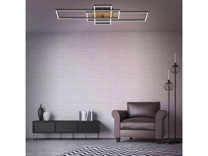 Briloner LED Deckenlampe Frame, dimmbar, schwarz, für Wohn- / Esszimmer, Metall, Modern, LED Deckenleuchte
