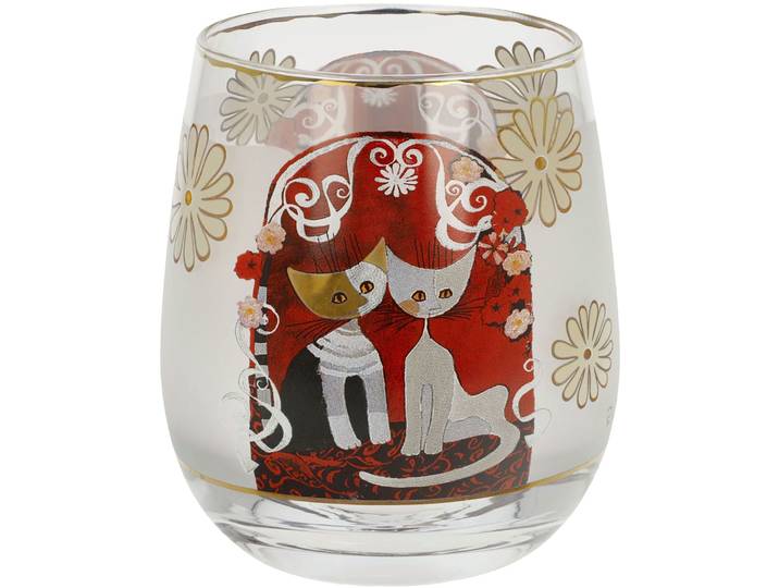 Windlicht GOEBEL Windlicht R. Wachtmeister -Templi dell' amore , rot (bunt), B:8,5cm H:9,5cm T:8,5cm, Glas, Kerzenhalter, Windlicht