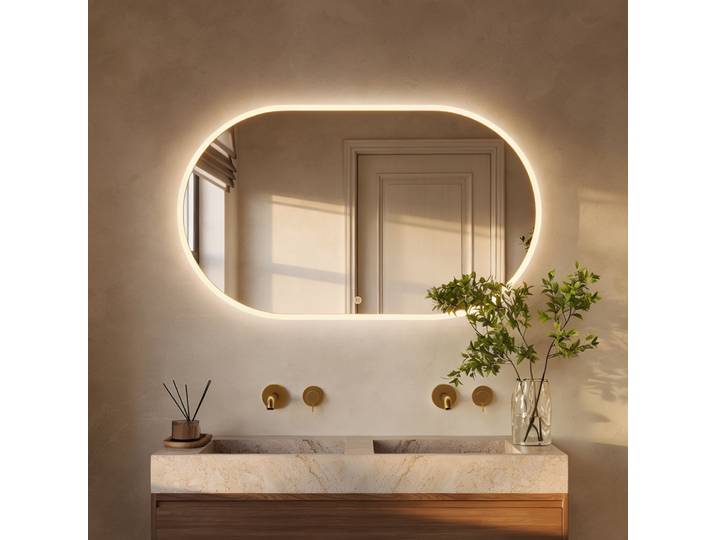 Lomazoo Miroir Ovale Genua Led 120x70 Cm Noir