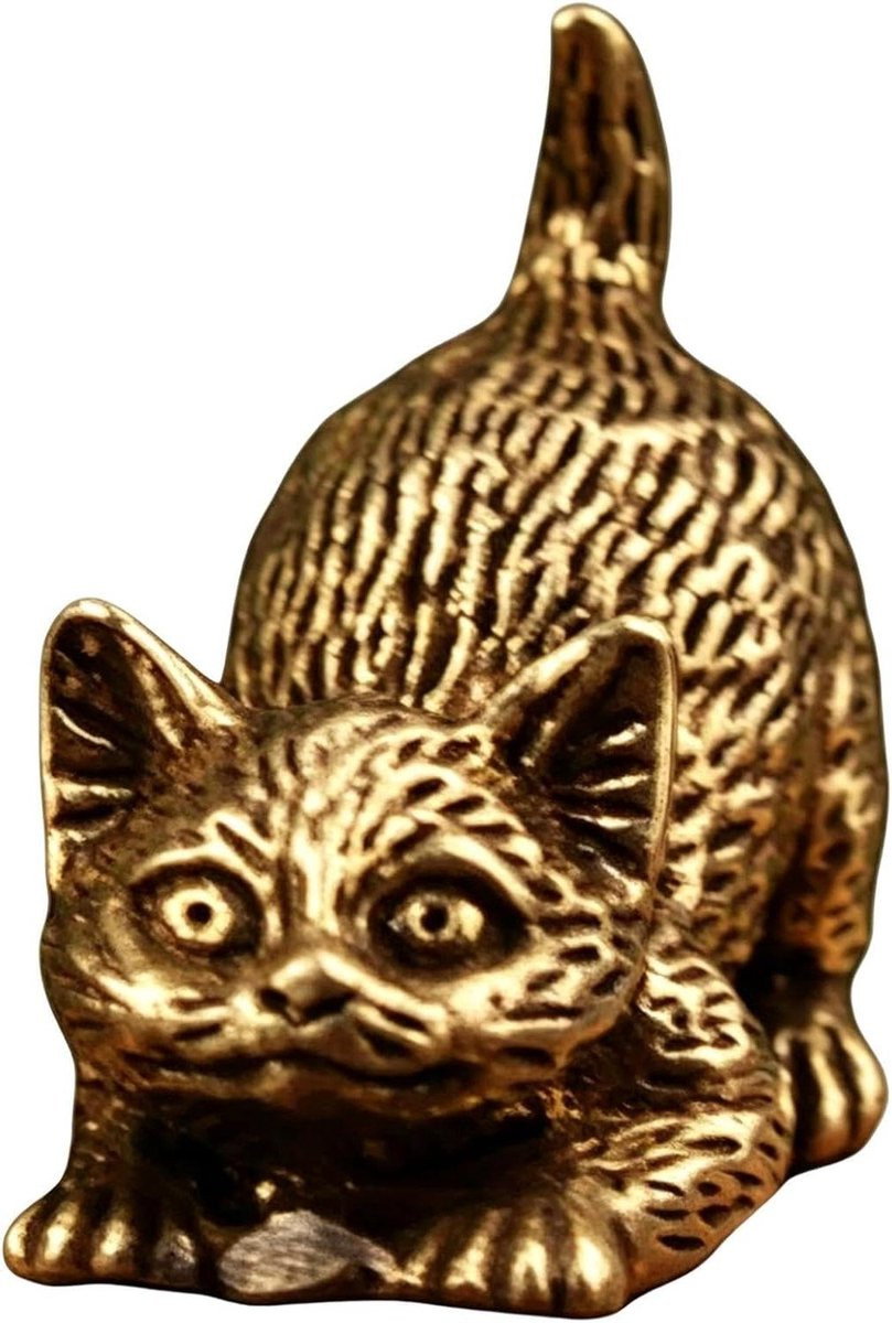 Modern metalen klein kattenbeeldje voor decoratie in huis en op kantoor
