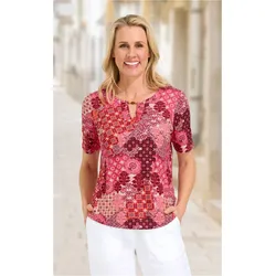 Viskose-Mix-Shirt in Druck pink in Größe 36/38 von DW-Shop, Pink, 36/38