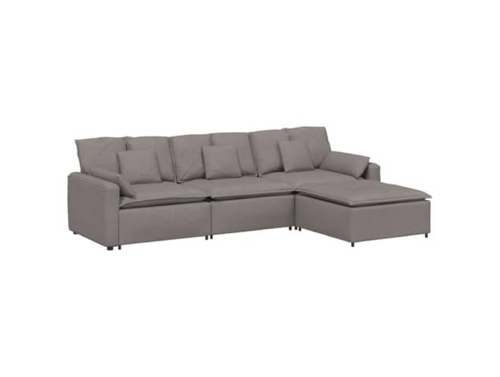 Makastle Modulares Sofa mit Fußhocker und Kissen Taupe