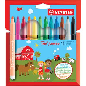Stabilo Filzstifte Trio Jumbo, 380/12, Strichbreite 3mm, Jumbo, auswaschbar, 12 Stück