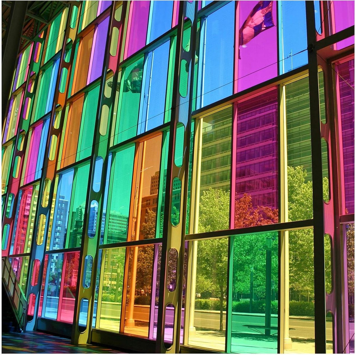 Limoengroene decoratieve raamfolie van transparant PVC, UV-bestendig, 315 x 100 cm