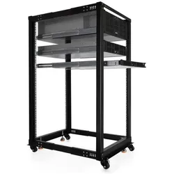 Alphacool GHE ES 19" Open Frame Serverrack 25HE Verstellbare Tiefe (10.87 HE, 19 Zoll Rack), Serverschrank, Schwarz