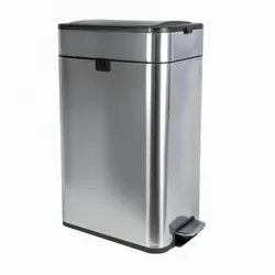 Maul Tret-Abfallbehälter MAULwing 40l Edelstahl Doppeldeckel, Abfalleimer, Schwarz, Silber