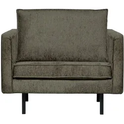 Sessel Rodeo aus Struktursamt, modernes Design, graugrün Frost, gepolstert, Metallgestell