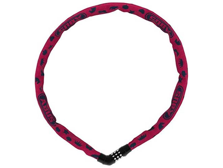 ABUS Kettenschloss Steel-O-Chain 4804C Symbols – Zahlenschloss für Kinderfahrräder – ABUS-Sicherheitslevel 3 – 75 cm – Pink