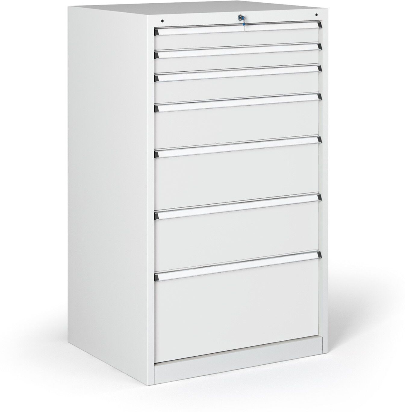 B2B Partner Werkstatt-Schubladenschrank G345, 7 Schubladen, 881 x 653 x 1200 mm, grau