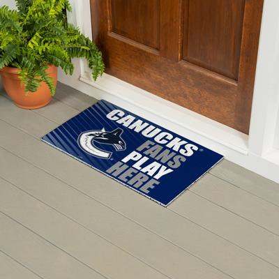 Evergreen "28 in. x 16 in. Vancouver Canucks ""Fans Play Here"" PVC Door Mat"