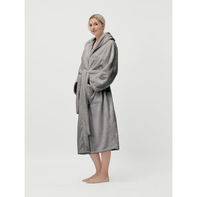 Unisex-Bademantel "Lovina, ideal für Sauna & Spa, Hotelbademantel, Morgenmantel" Gr. S, grau, L:120cm, Microfaser, LEGER HOME BY LENA GERCKE, Hausmäntel, kuschelig weicher Fleece, plüsch, für Damen und Herren, XS-3XL