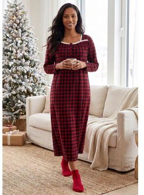 Plus Size Women's Soft & Cozy Gown & Socks by Only Necessities in Classic Red Plaid (Size 5X)