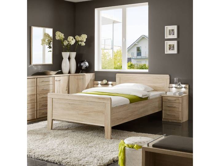 Komfortbett I Meran 120 x 200cm Spanplatte, foliert Beige/Eiche Sägerau Dekor Kein Bettkasten Eiche