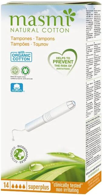 Masmi Natural Cotton Tampões De Algodão Super Plus Biológicos 14 Unds