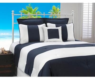 Cabana Stripe Navy and White Nautical 4-piece Comforter Set