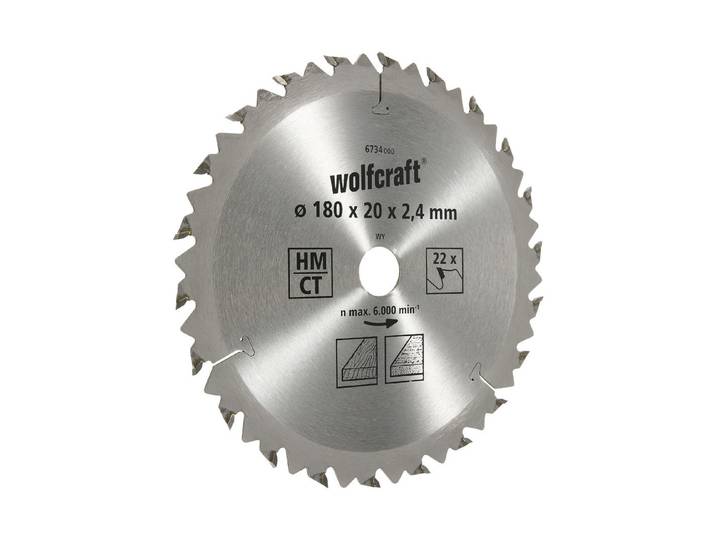 Wolfcraft Kreissägeblatt HM 180 mm 22 Zähne