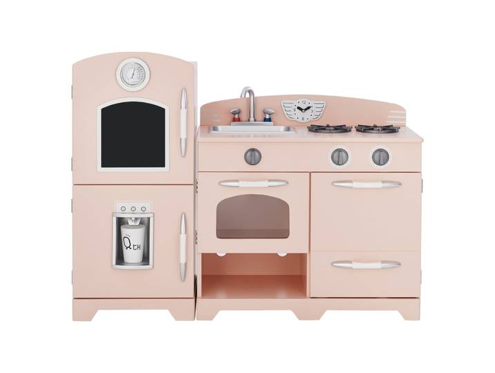 Grande cuisine enfant rétro en bois rose