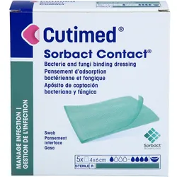 Cutimed Sorbact Contact Kompresse 4x6 cm 5 ST
