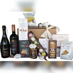 DieGeschenkkorbmacher Feierlaune Geschenkbox, 12-tlg., mit Rotwein, Prosecco, süßen und salzigen Snacks