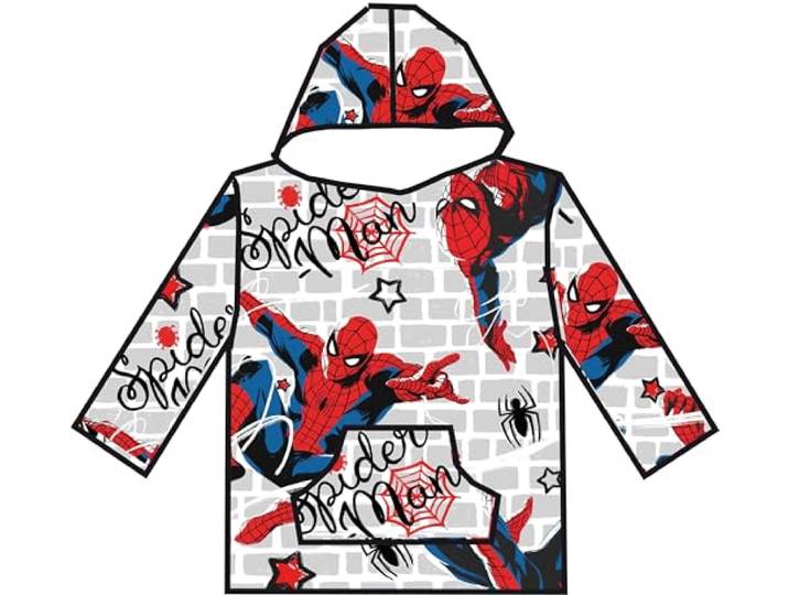 Aymax Spiderman Poncho-sweatshirt voor kinderen, Grijs, Eén maat