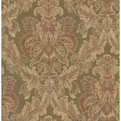 Seabrook Designs Rosita Acanthus Damask Unpasted Wallpaper