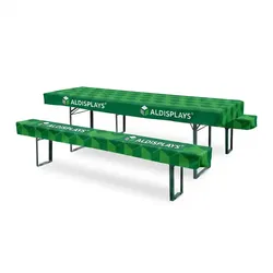 Biertischhusse und Bierbankhusse individuell bedruckt 220cm Länge Set