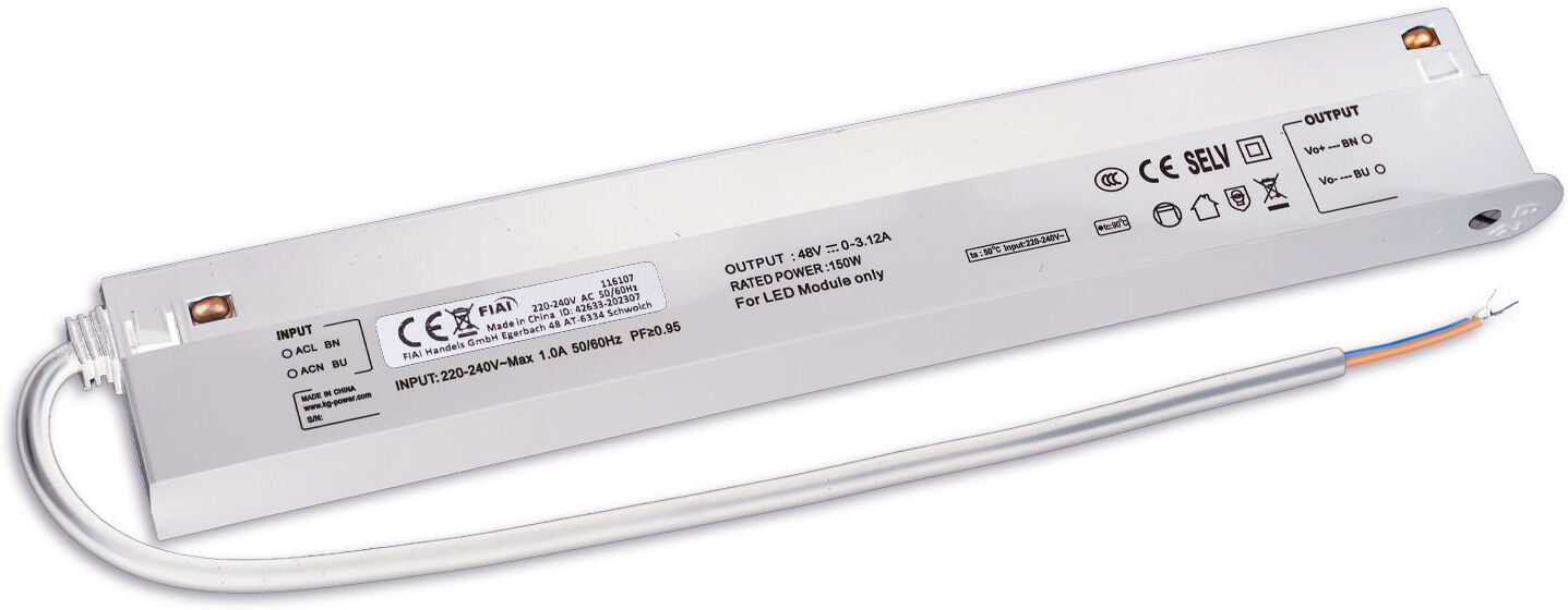 Isoled Track48 Inline-Trafo Weiß, 150w, 48v Dc