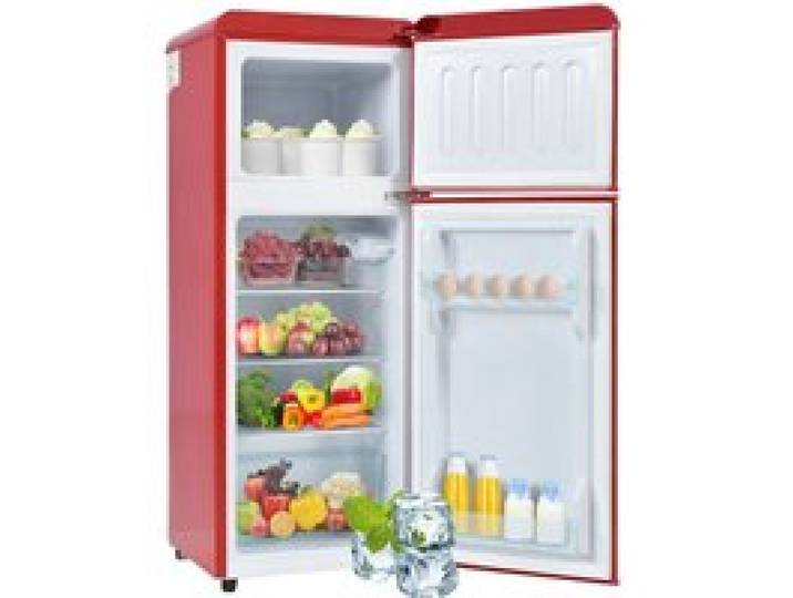 Réfrigérateur congélateur 92 litres 64L+28L Frigo avce 2 portes 【Vérifiez les Dimensions】 éclairage LED Rouge Classe D