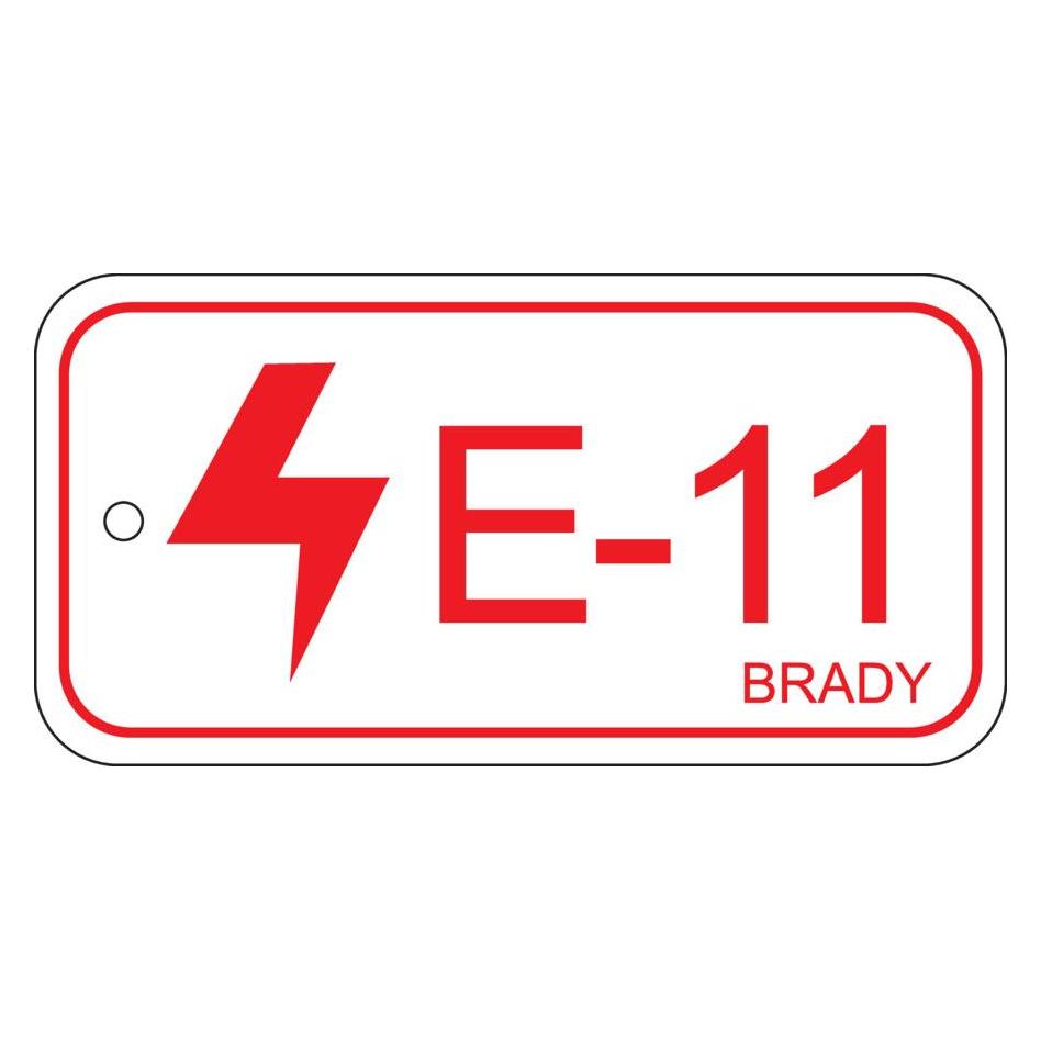 Brady B-7527, Polypropylen Schild, Energy Source Tag - Electrical/Elektrik, 75 x 38mm, Rot auf Wei (ENERGY TAG-E-11-75X38MM-PP/25)