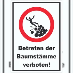 HB-Druck Baumstämme betreten verboten Aufkleber A9 (37x52mm)