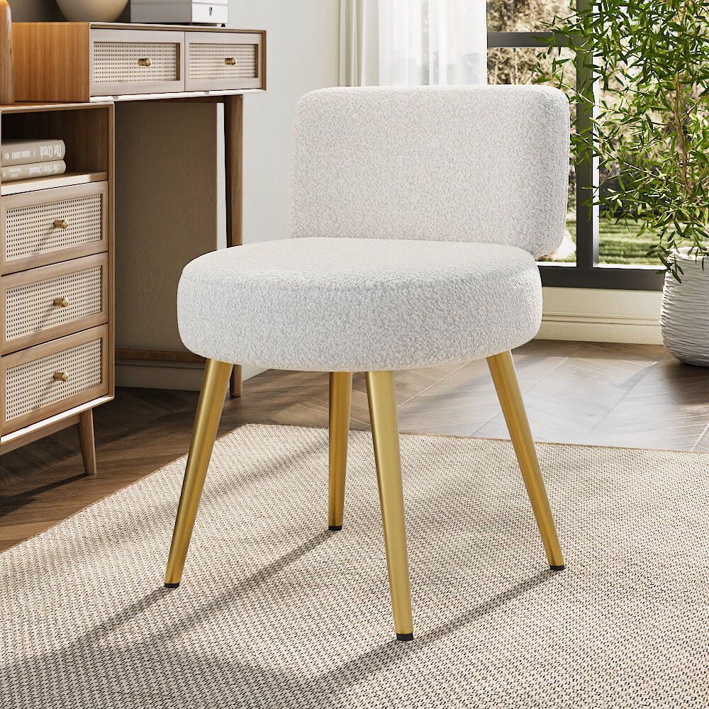 Fairmont Park Ackerly Metal Accent Stool White 60cm H X 43cm W X 38cm D