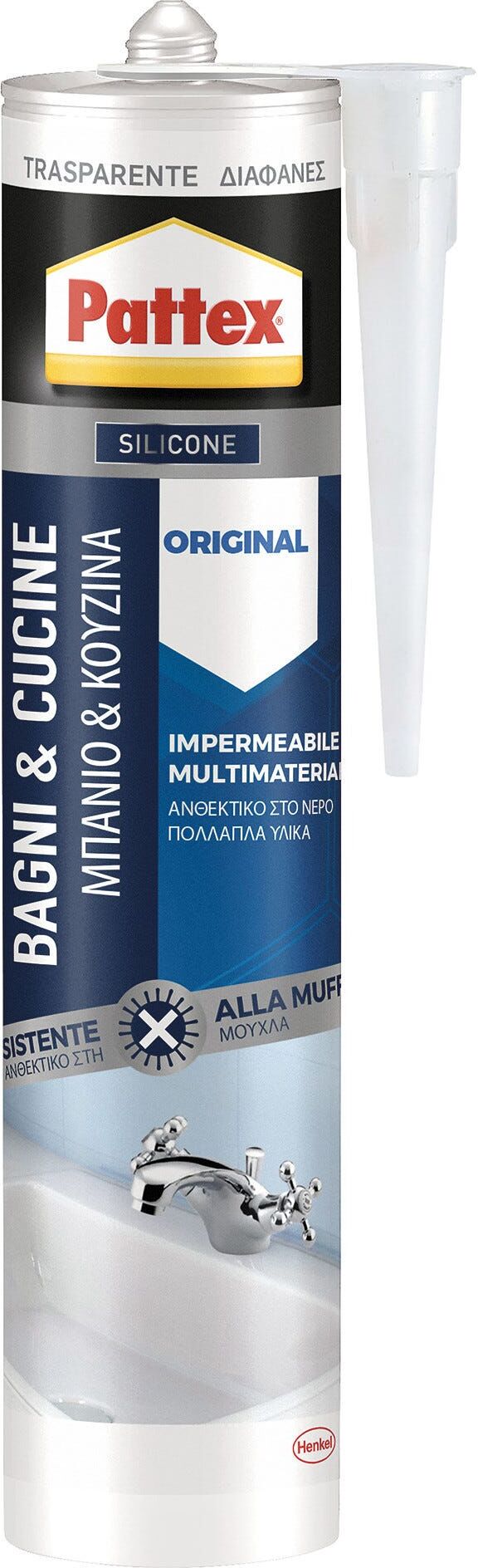 Pattex SILICONE ACETICO  PER SANITARI TRASPARENTE 280 ml ANTIMUFFA