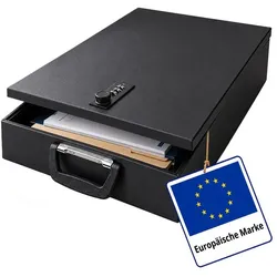 Relaxdays Dokumentenkassette DIN A4 Schwarz,Silber