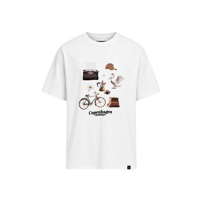 T-Shirt CLEAN CUT COPENHAGEN "Clean Cut Copenhagen Copenhagen Sundays Organic T-Shirt", Herren, Gr. XL, weiß, 95% Baumwolle, 5% Elasthan, bedruckt, normal, Rundhals, Shirts T-Shirt