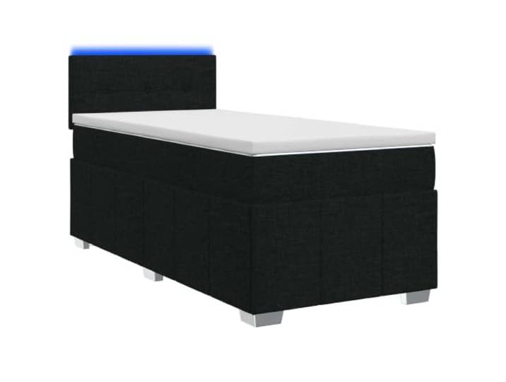 KTHLBRH Boxspringbett mit Matratze schwarz 90 x 200 cm Stoff Mehrfarbige LED-Lichter, verstellbares Kopfteil, Taschenfedern, technisches Holz, waschbare Bezüge, mittlere Steifigkeit