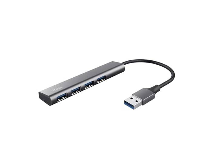 Trust Halyx USB Hub, 4 USB-A-poorten, Hoge Snelheid 5 Gbps, Grijs