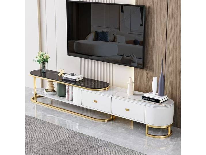 Meuble TV combiné rétractable lumineux et simple avec tiroirs, meuble TV de salon, table basse de luxe léger