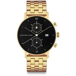 KAPTEN & SON  - CHRONO SMALL Gold Black Steel