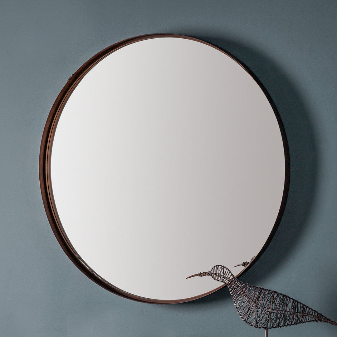 Hykkon Christensen Metal Flat Wall Mirror Bronze 84cm H X 84cm W X 5cm D
