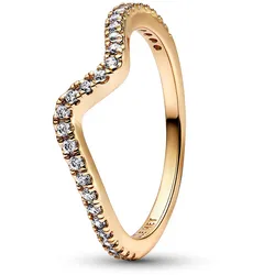 Pandora 162539C01 Damenring Funkelnde Welle Goldfarben, 52/16,6