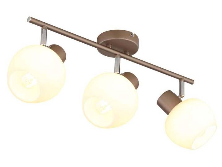 Deckenleuchte, Glas, 3-Flammig, kaffeefarben, Spots, L 50 cm