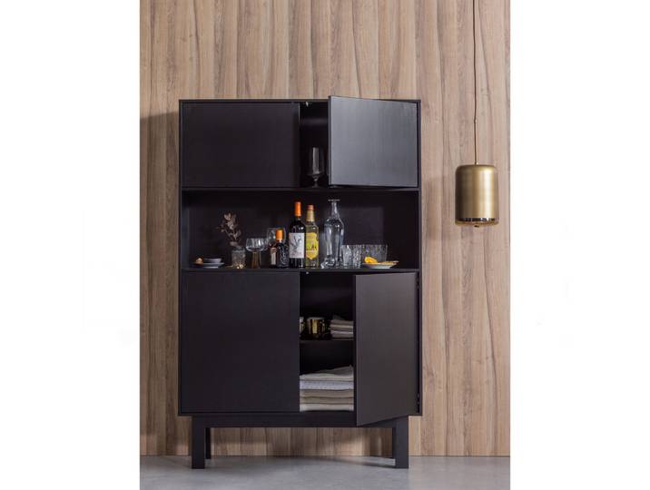 Highboard Finca 110 x 170 x 40cm Schwarz/Bordeaux