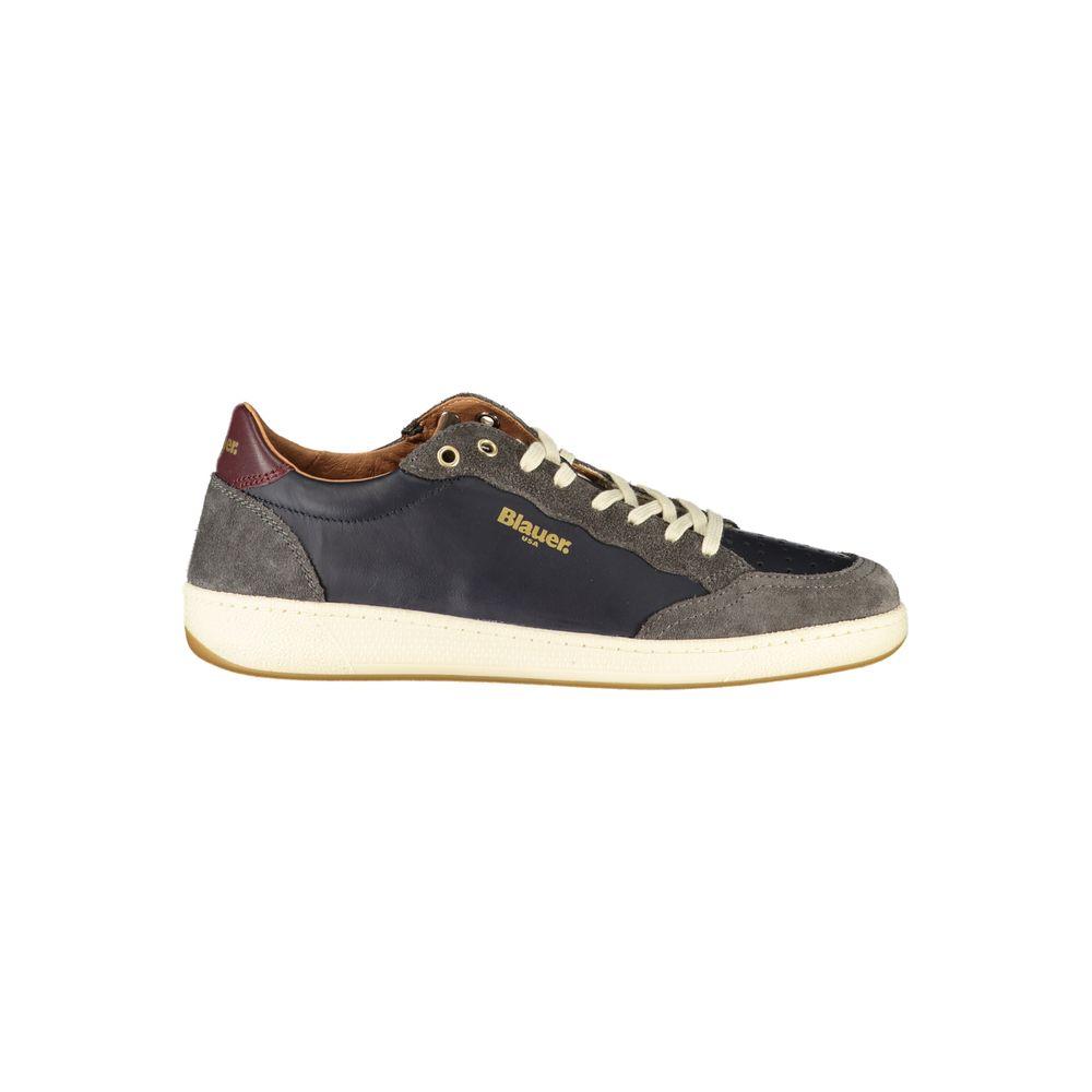 Blauer Blaue Leder Herren Sneaker