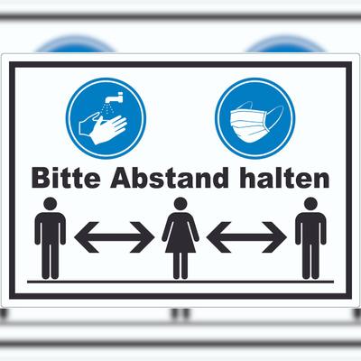 HB-Druck Hände waschen Mundschutz Abstand Aufkleber A5 (148x210mm)