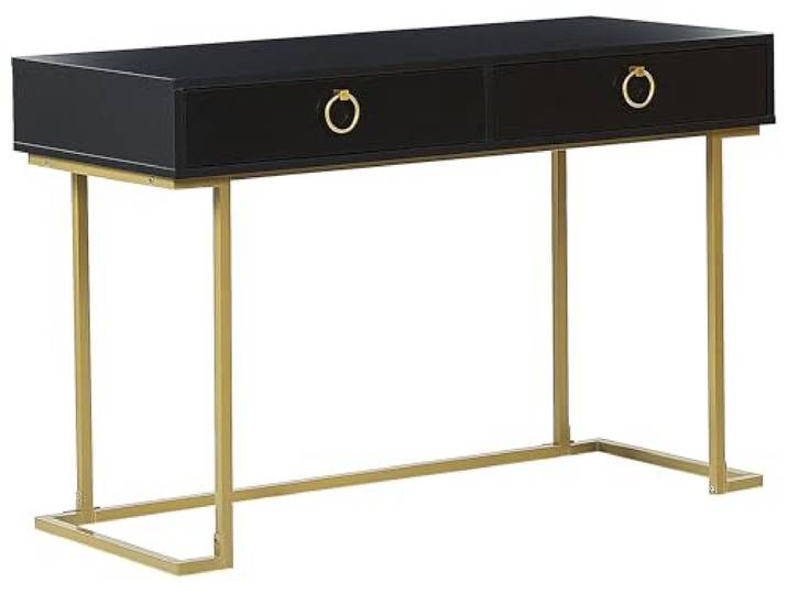 Beliani Konsolentisch Schwarz Eisen 2 Schubladen Moderner Rechteckiger Holzwerkstoff, Glamourös, Gefärbt, 115 x 50 x 77 cm