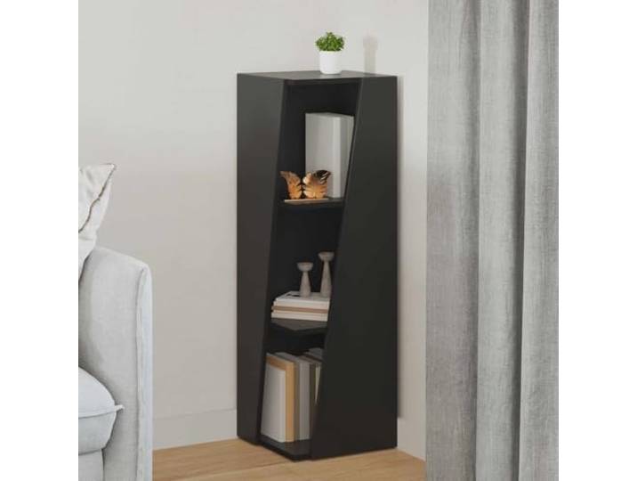 ROMHZKS Seitenregal 33 x 32 x 100,5 cm Holzwerkstoff Schwarz Freistehend Glatte Textur, minimalistisch, PVC-Bodenschutz, Raumteiler, vielseitig, einfache Montage