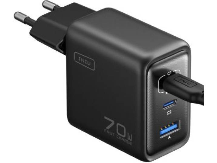 Iniu - Chargeur 70w Leopard 2 Usb-C + Usb-A Noir